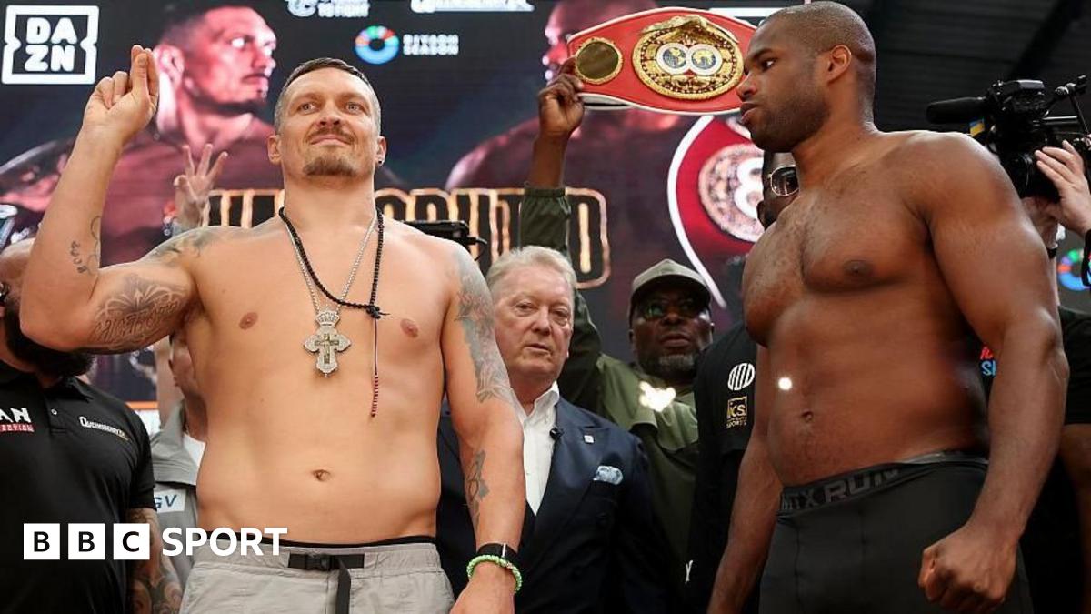 Usyk vs Dubois 2: Oleksandr Usyk plays mind games with Daniel Dubois at weigh-in