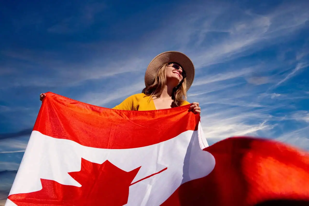 Generic pic canadian flag and woman from