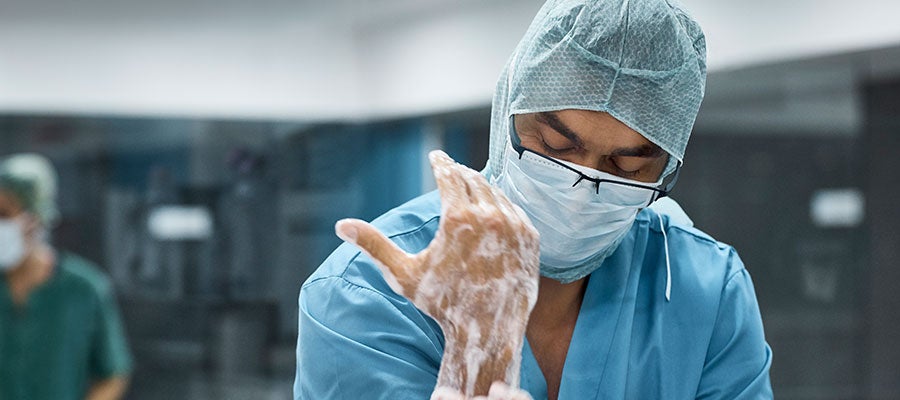 doctor washing hands
