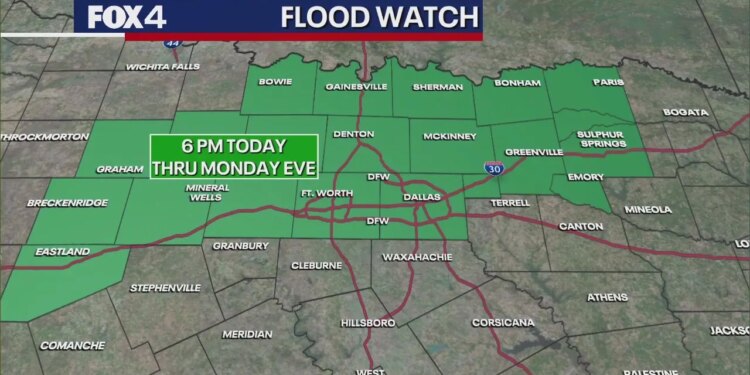 Dallas weather: Flood Watch issued for areas north of I-20