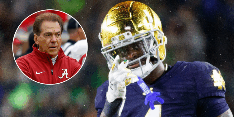 Jeremiyah Love recalls why he chose Notre Dame over Alabama, Nick Saban Apple Store Logo