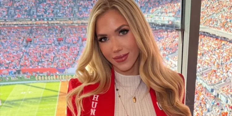Kansas City Chiefs Heiress Gracie Hunt Rules Mile High Stadium on Game Day in Red Custom Jacket Yahoo entertainment home