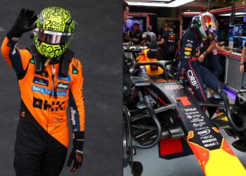 SAO PAULO, BRAZIL - NOVEMBER 08: Sprint winner Lando Norris of Great Britain and McLaren in the