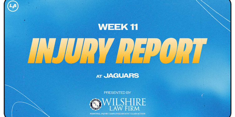 Los Angeles Chargers Jacksonville Jaguars Injury Report Week 11 2025 Los Angeles Chargers Jacksonville Jaguars Injury Report Week 11 2025