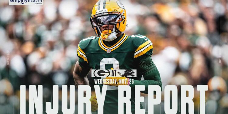 Packers list four questionable, rule four out vs. Lions