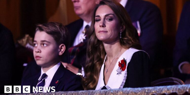 Prince George joins Kate, King and Queen at Festival of Remembrance Prince George joins Kate, King and Queen at Festival of Remembrance