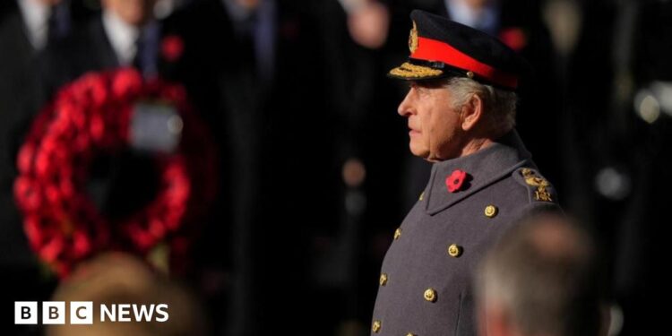 Remembrance Sunday: King leads two-minute silence at Cenotaph - live updates