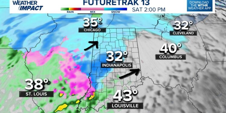 Tracking heavy, slushy snow changing to rain across Indiana Saturday PM | Weather Impact Alert