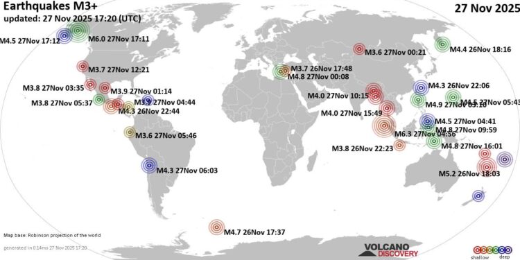 World Earthquake Report for Thursday, 27 November 2025 World Earthquake Report for Thursday, 27 November 2025